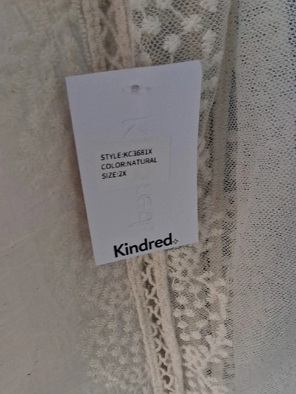 Cream Embroidered Sheer Tie Front Blouse NWT